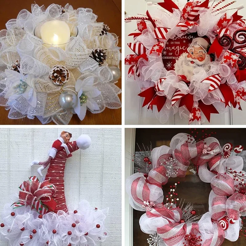 Weihnachtsbaumschmuck, Band, Netzband für Kranz, Schleife, Girlande 2025, Weihnachtsdekoration, Heimdekoration, Geschenke, Navidad, Neujahr 2026 – Detail 16