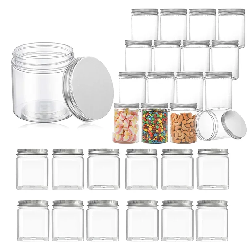 

30pcs 20g-150g Empty PET Plastic Clear Cosmetic Jars with Aluminum Lids Makeup Storage Face Cream Refillable Bottle Sample Pots