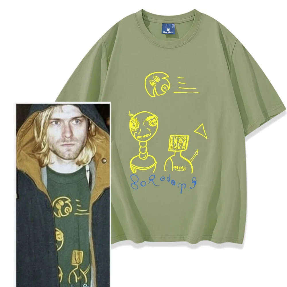 كورت كوبين تي شيرت 90s الهيب هوب الشارع الشهير بلايز النساء الرجال قصيرة الأكمام قميص للجنسين الراب المحملة Y2K الملابس مضحك مروحة الهدايا