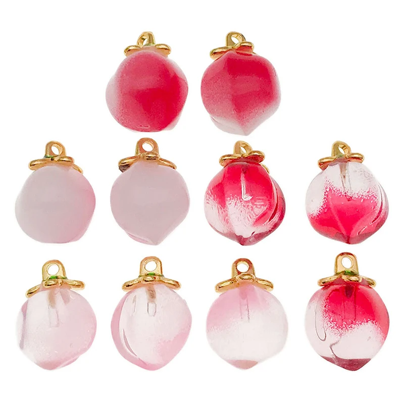 

20pcs/lot Jewelry Accessories Diy Glass Peach Charms For Jewelry Making Bulk Phone Chain Pendant