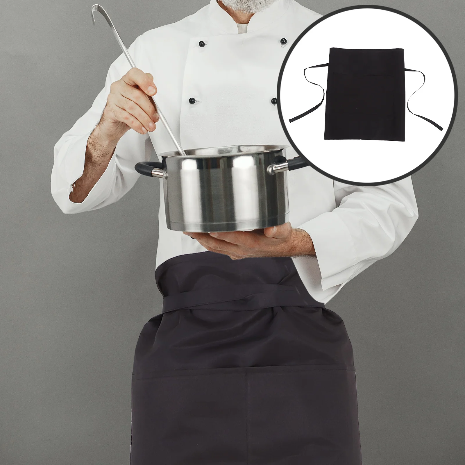 

1pc Half-Length Cooking Work Kitchen Apron Apron With Pockets Practical Kitchen Supply For Home Restaurant Serving