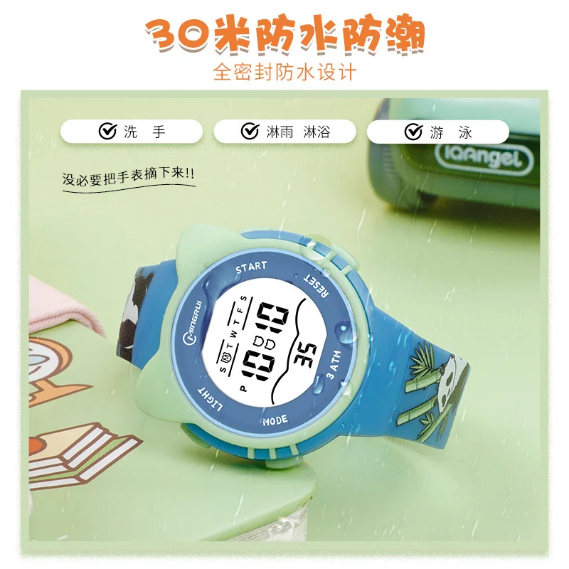 Minimalist Print Sports Swimming Waterproof Alarm Clock Children's Watch Casual Silicone Strap Girl Clock Boy Watch Gift