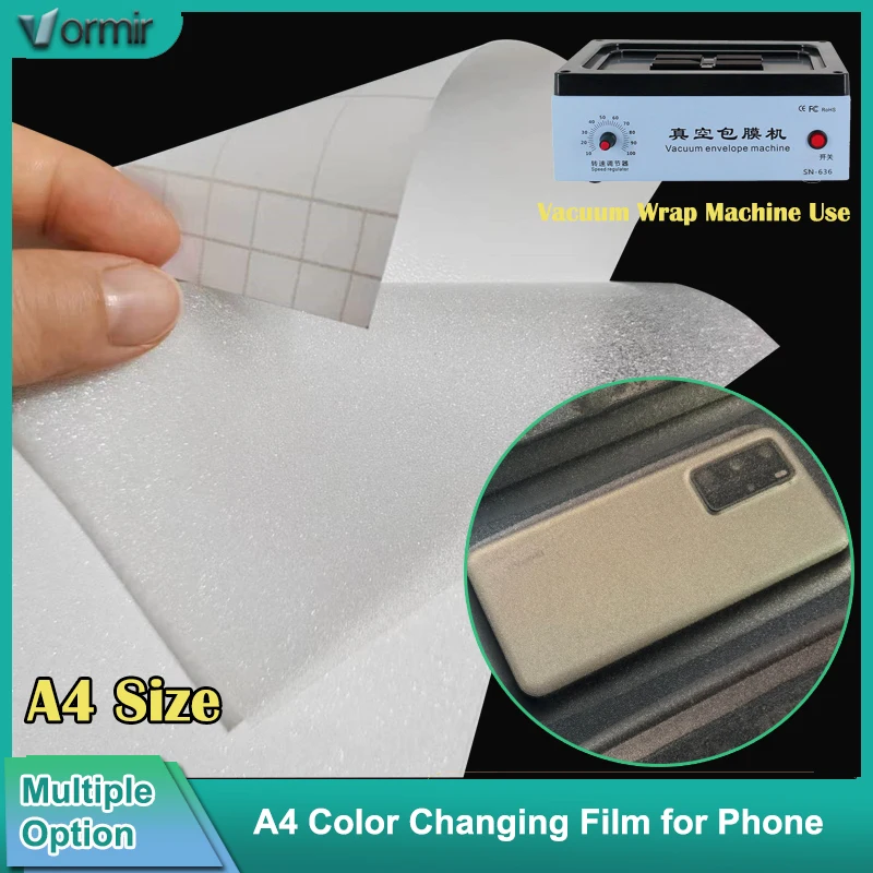 

VORMIR 50pcs A4 Transparent Phone Back Glass Protective Films for Vacuum Wrapping Machine Full Coverage Color Changing Movies