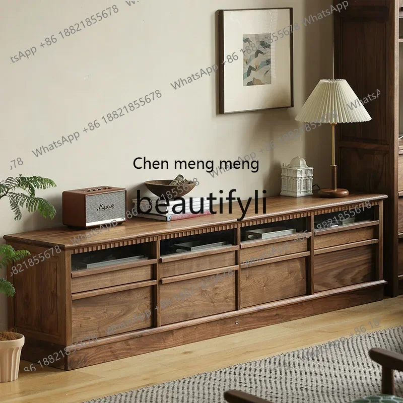 

M178 North American black walnut solid wood TV cabinet living room side cabinet retro style storage TV cabinet