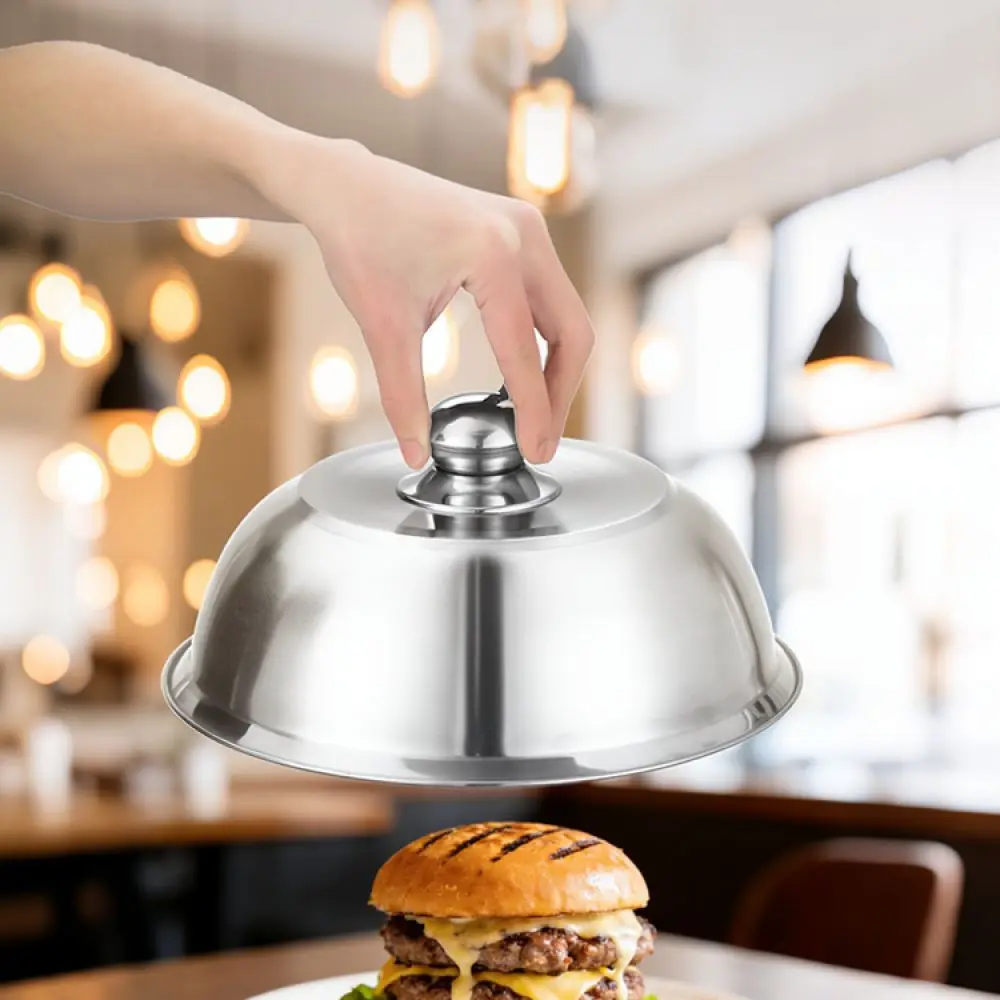 Stainless Steel Burger Cover Melting Dome For Flat Top Griddle BBQ Grill Steak Steaming Lid Kitchen Cookware