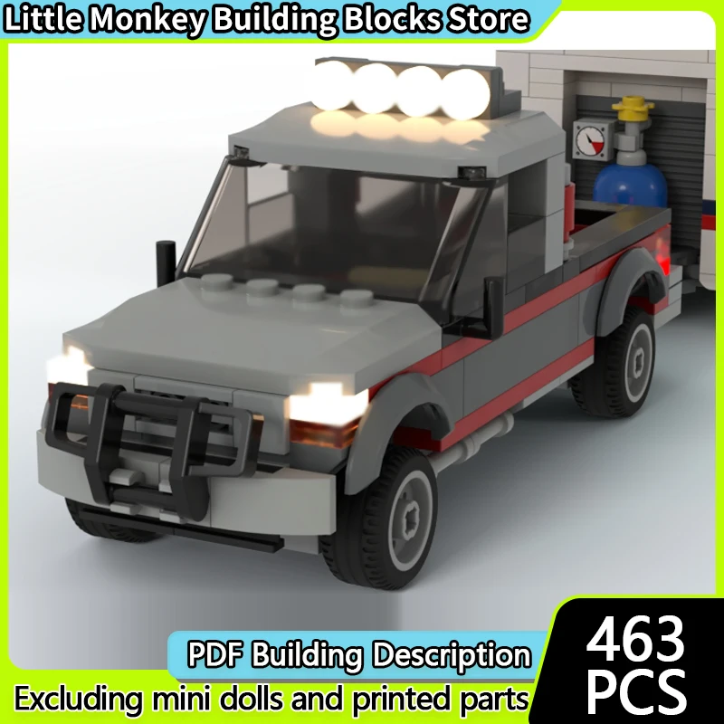 Speed Racing Car Model MOC Building Bricks Truck With Camper Trailer Modular Technology Children Holiday Gifts Assemble Toy Suit