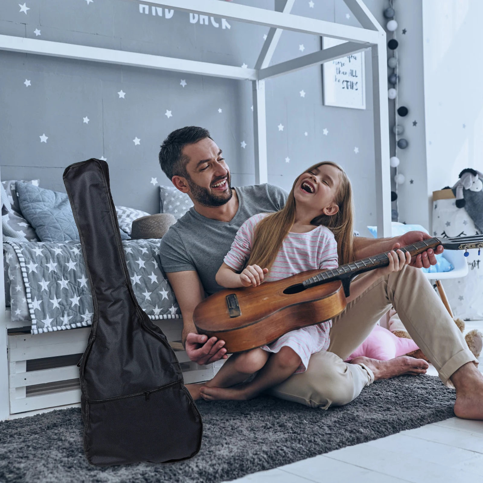 

Guitar Bag Waterproof Oxford Cloth Durable With Extra Storage Pouch For Acoustic Electric Guitar Lightweight Instrument Carry
