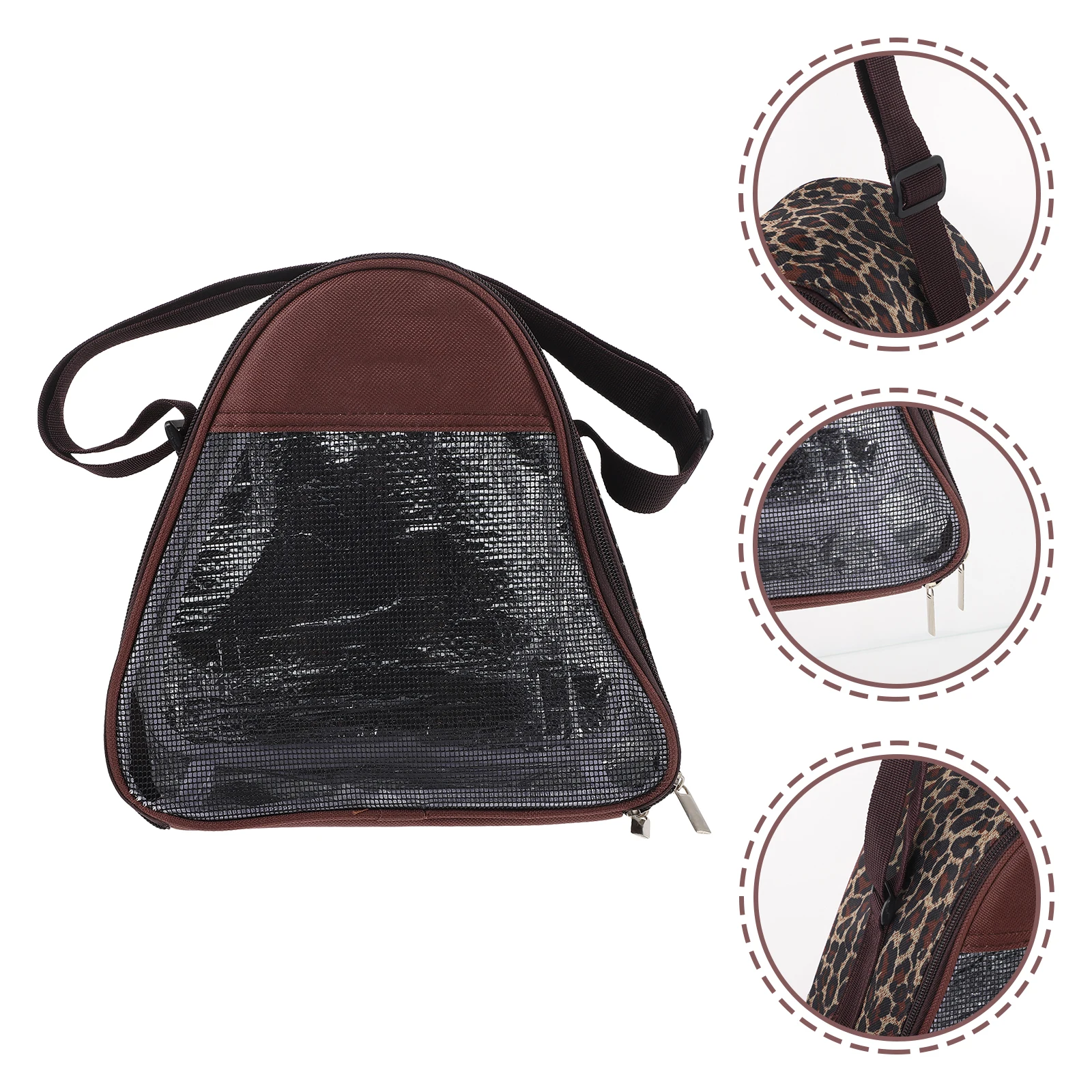 

Breathable Pet Carrier Bag Travel Outdoor Rabbit Storage Mesh Pouch Durable Portable Pet Bag For Camping Trips Leopard Coffee
