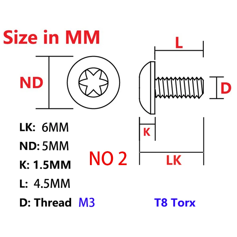 Tornillos Titanio T8 Torx M3 para Mangos Cuchillo Plegable - imagen 5