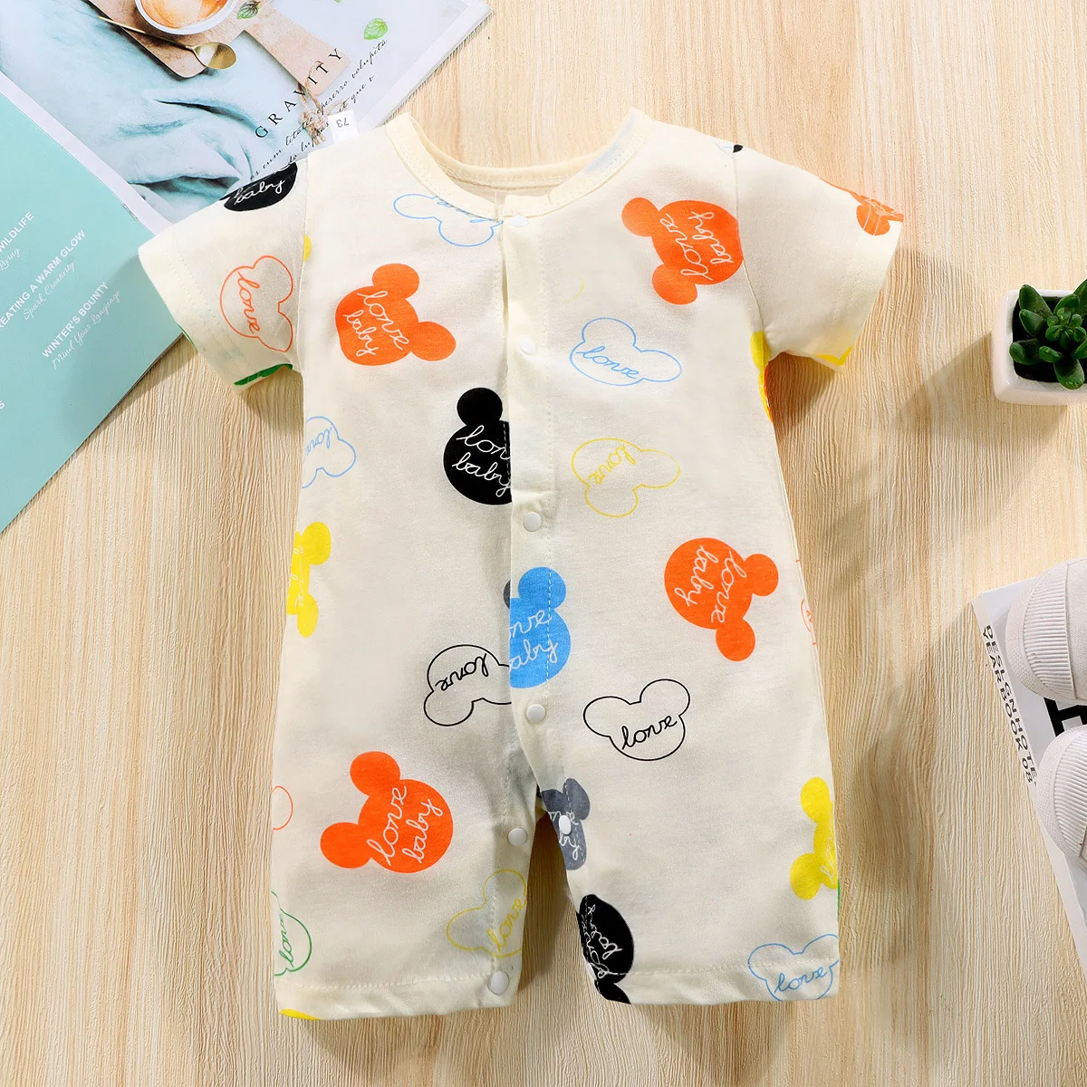 Newborn Baby Clothes Jumpsuit Cartoon Mickey Girl Boy Short Sleeve One-piece Clothes Toddler Costume Romper Infant Onesie Disney