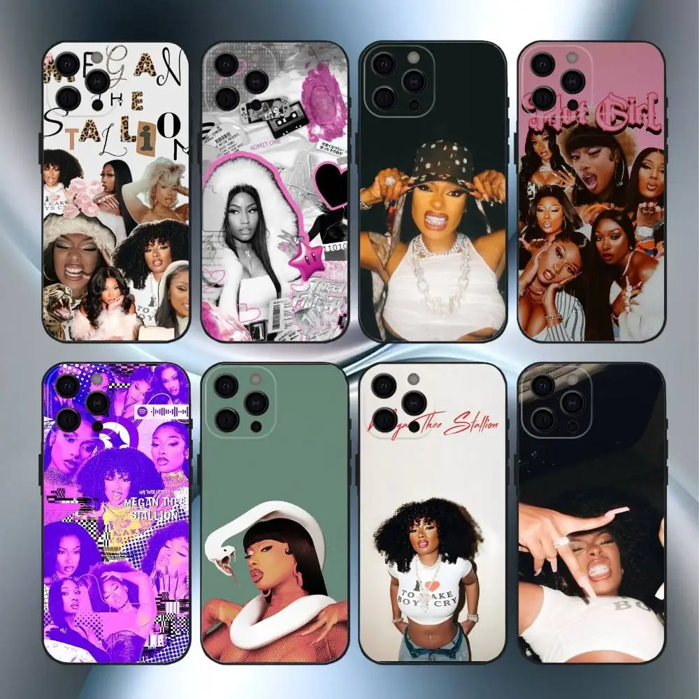 

M-Megan Thee Stallion Rapper Phone Case For iPhone17,16,15,14,13,12,11 Plus,Pro Max Soft Black Cover
