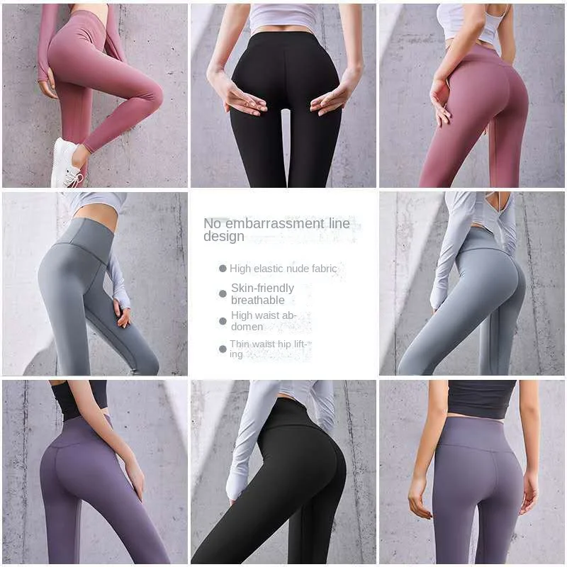 

Fashion Solid Color Yoga Leggings Slim Abdominal Tightening High Waist Leggings Pantyhose Tights Yoga Pants Indoor