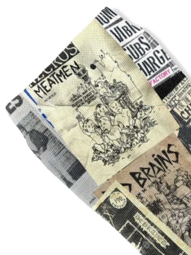 Punk Rock Vintage Poster Collage Collection Socks