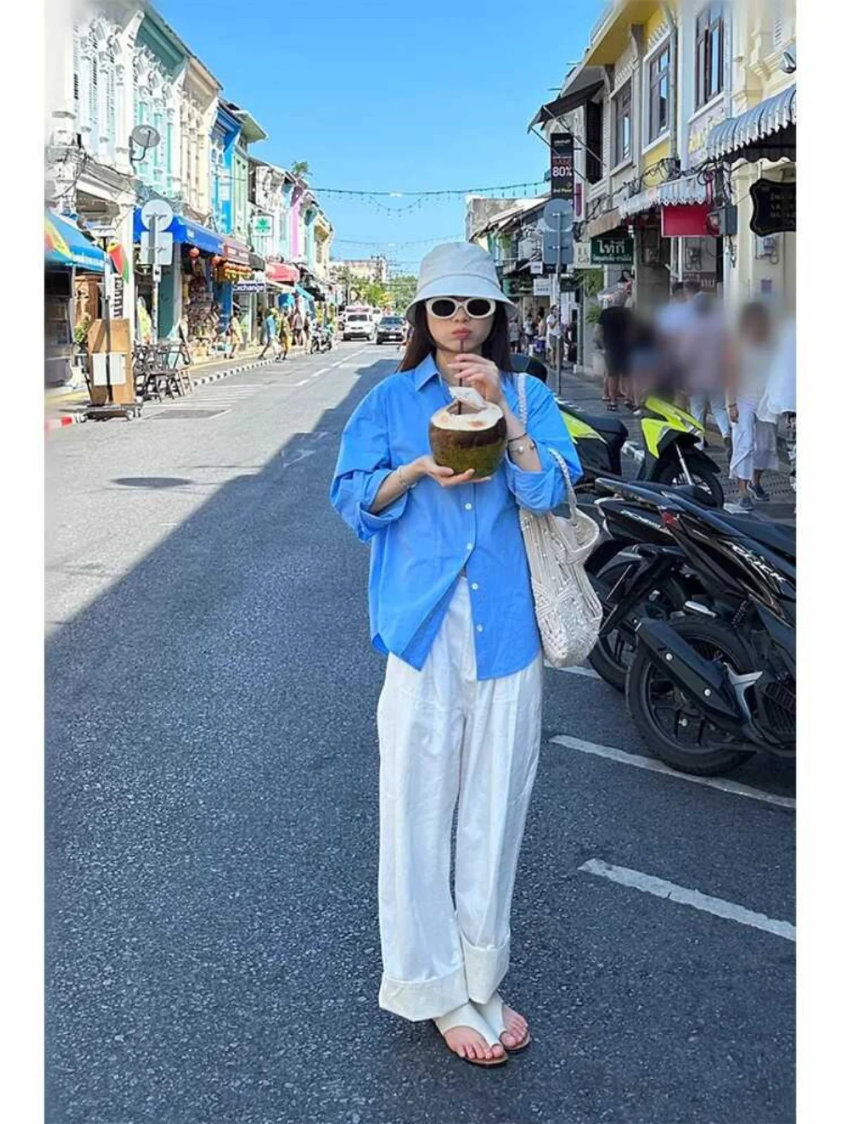 

Blue Long Sleeve Women's Pure Color Shirt Casual Versatile Loose Retro Mid-Length Turn-down Collar Open Cardigan Top