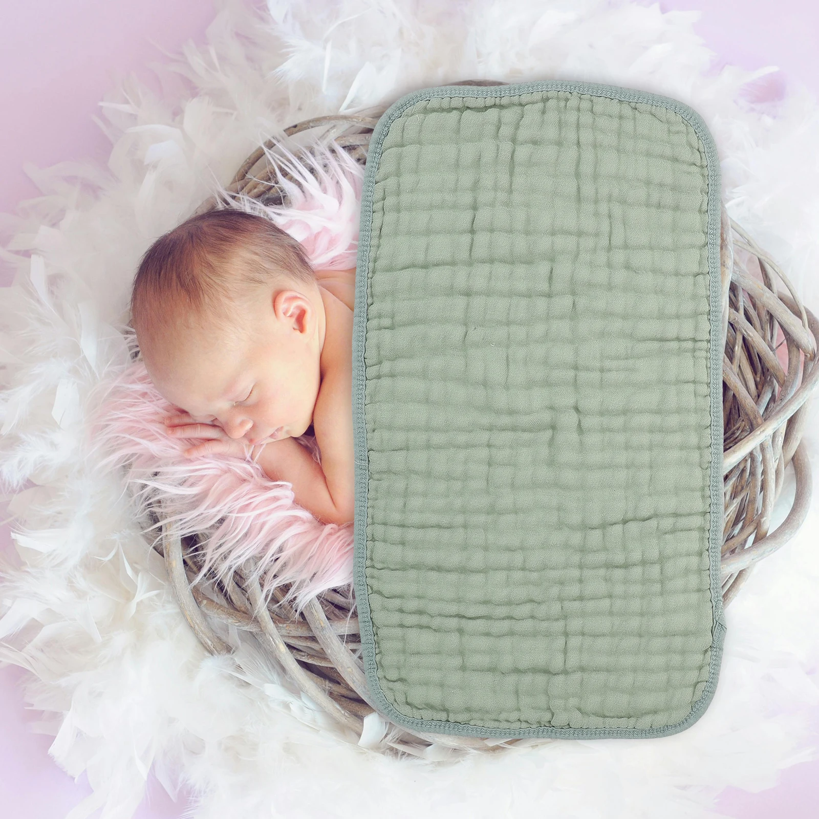 

6 Layer Cotton Large Towel 25x50cm Dark Green Muslin Baby Bath Towel Burp Cloths Washcloths Newborn Saliva Absorbent Cloth