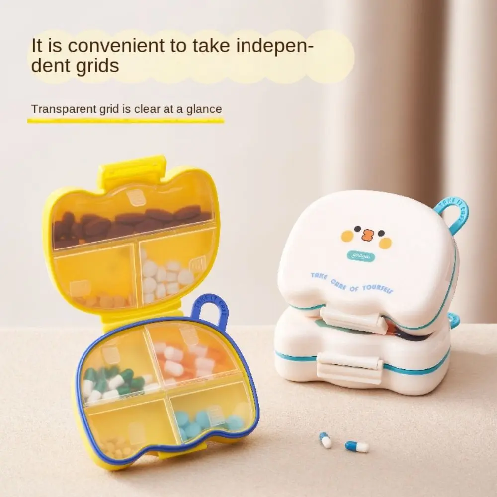Mini 7 Grids Cartoon Pill Storage Box Dispensing Weekly Pill Organizer Box Moisture-Proof Sealed Pill Case Home