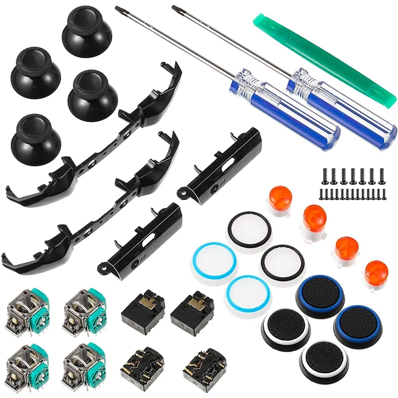 

Replacement Game Controller Kit, Thumbsticks Grips Cap, Joystick,Bumpers, ABXY Buttons, For ONE S Controller 1708