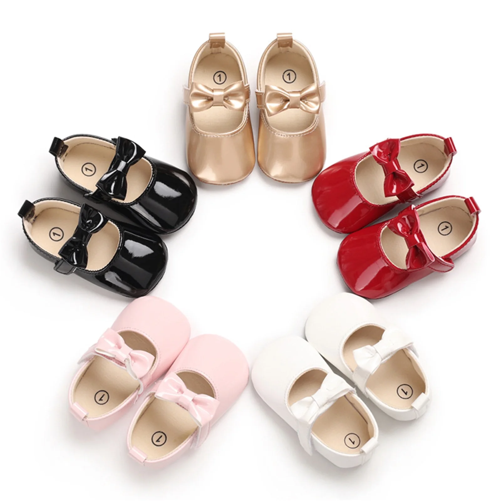 Baby Girls Cute Moccasinss Soft Sole Bowknot PU Leather Flats Shoes First Walkers Non-Slip Spring Summer Princess Shoes 0-18M