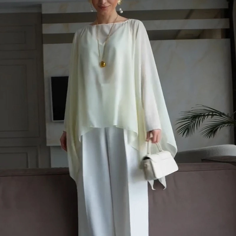 

Casual Loose Design Irregular Mid To Long Chiffon Temperament Fashionable Top