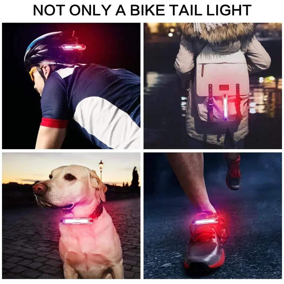 Bicycle Rear Light Waterproof LED USB Rechargeable Tail Light Cycling Flash Lamp Safety Mountain Bike Taillight Red Blue White