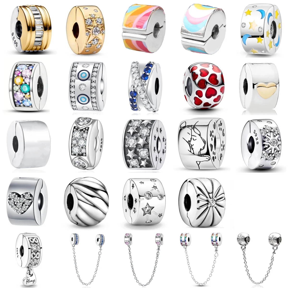 

Hot Sell 925 Silver Stars And The Moon Button Pendants Charms Beads Fit Original Bracelet Accessorie DIY Jewelry For Women Gift