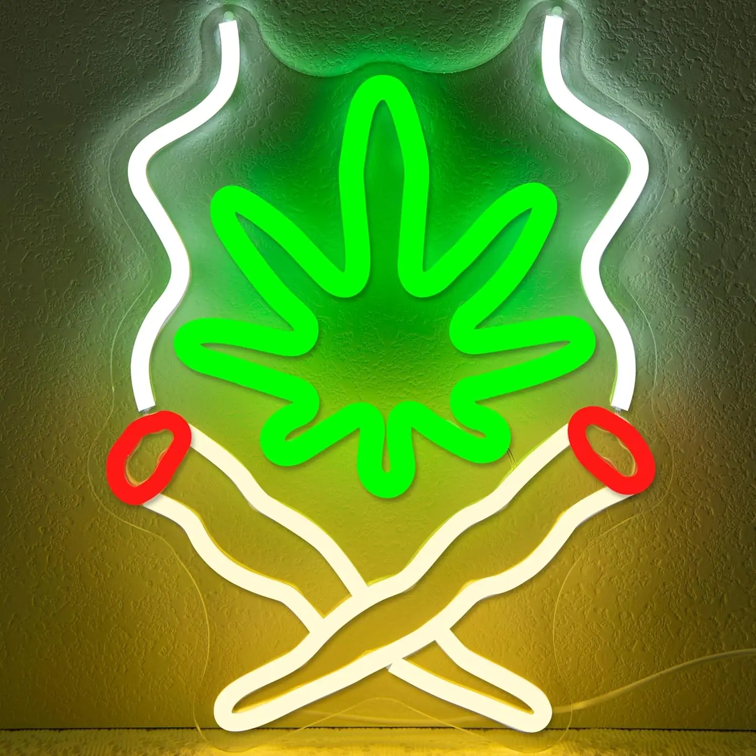 

Cartoon Green Leaf Neon Sign Green Leaf Led Sign Light for Bedroom Man Cave Living Room Bar Game Room Club Hotel Party Gift