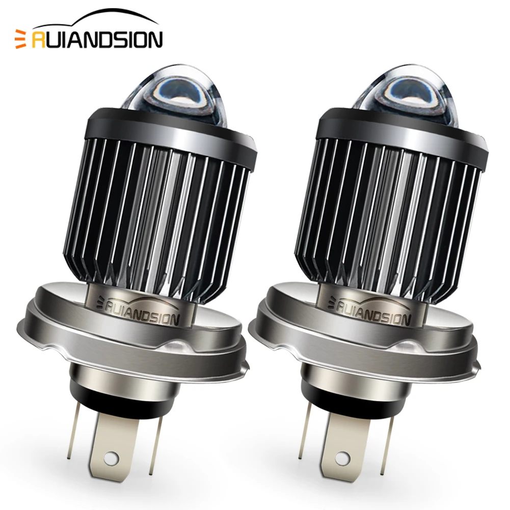 RUIANDSION 2x BA20D H6 P45T LED Motorcycle Headlight Bulb CSP Spotlight 3000LM 12-80V For Front Lamp Hi/Lo Beam Fit ATV Tricycle