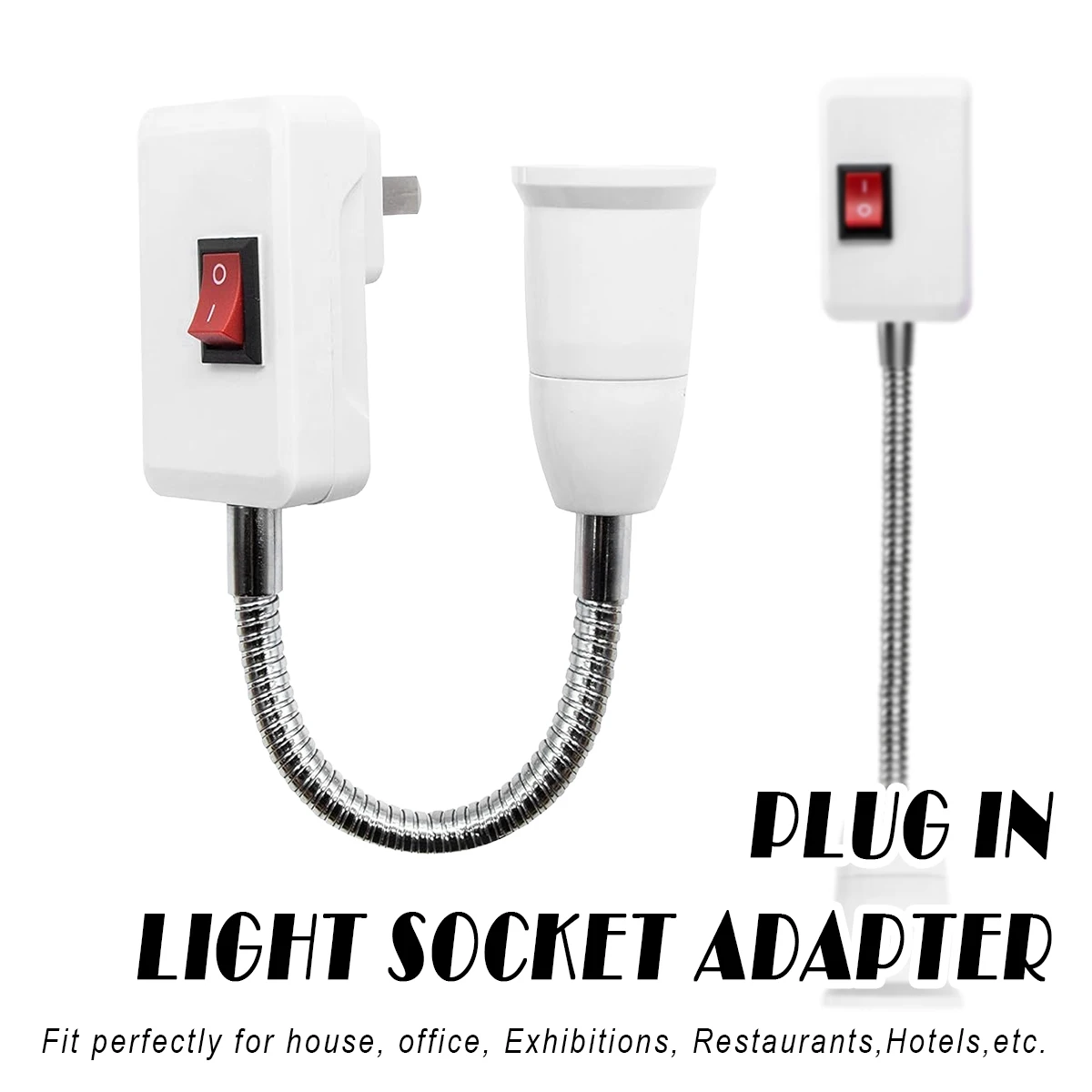 

Bendable E27 Lamp Holder Screw Plastic Table With Switch Socket Base Us Plug Led Adapter Flexible Extension Bulb Lamps Portable