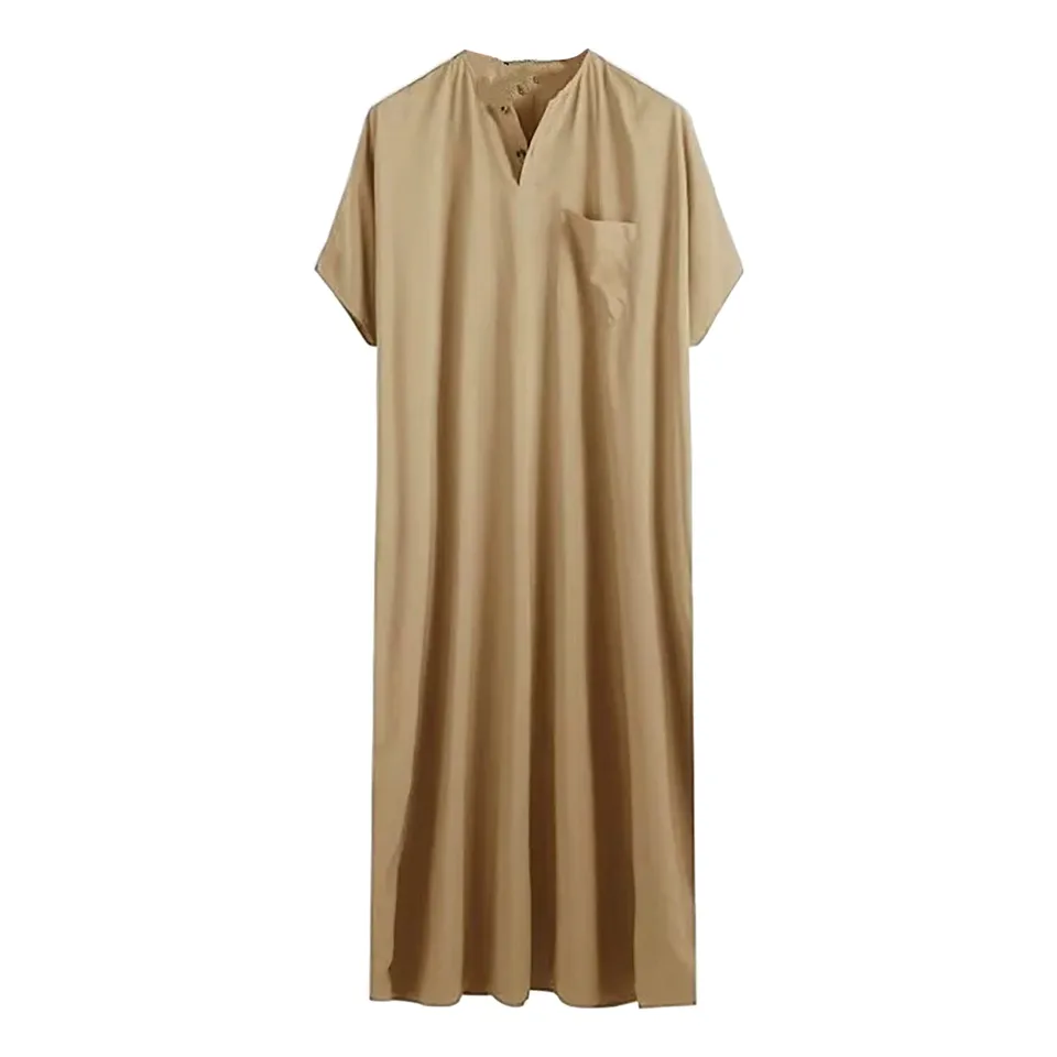 Stylish Solid Color Muslim Robe for Men