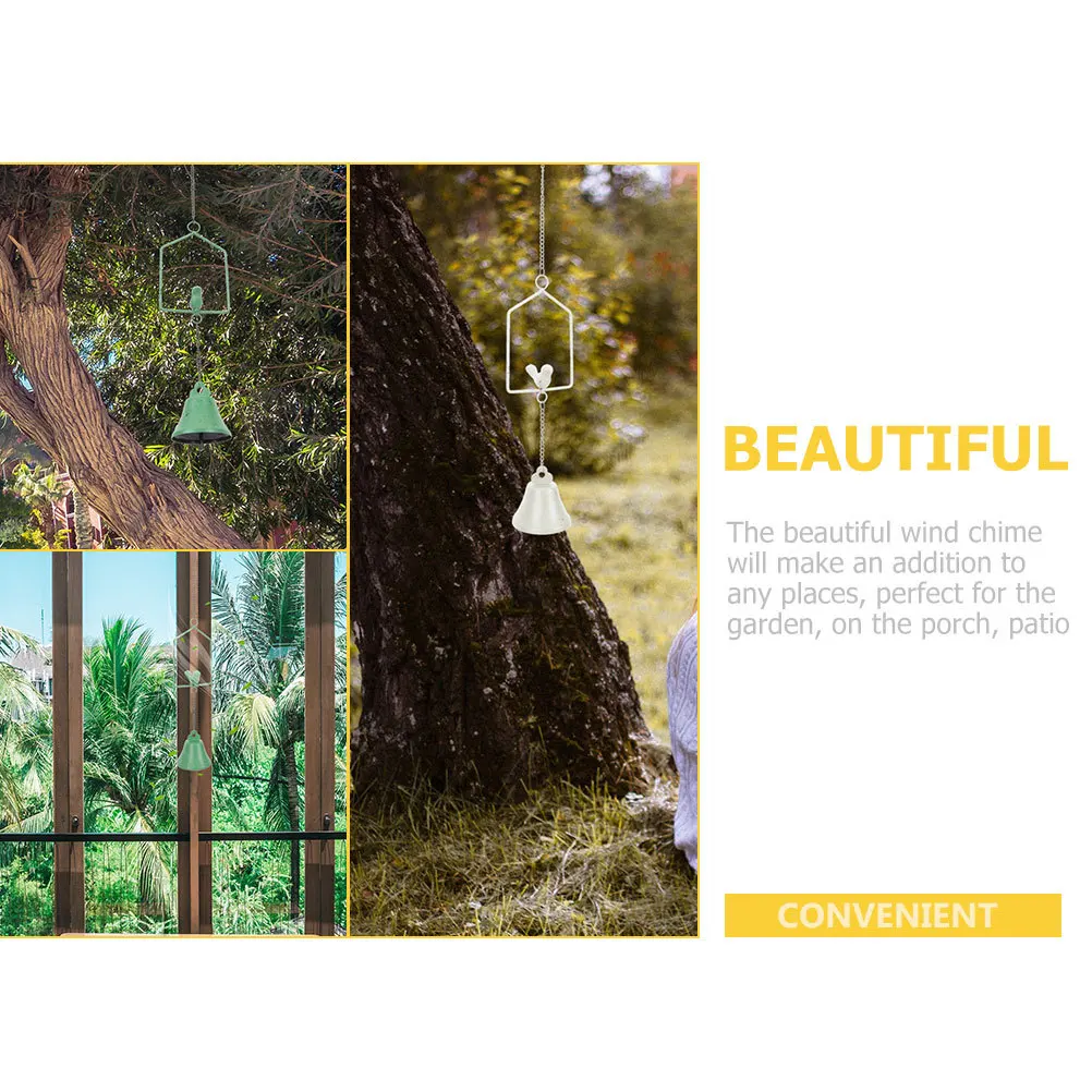 

2Pcs Bird Wind Chime Iron Hanging Wind Bell Garden Outdoor Decoration Yard Bird Repelling Hanging Ornament Balcony Pendent