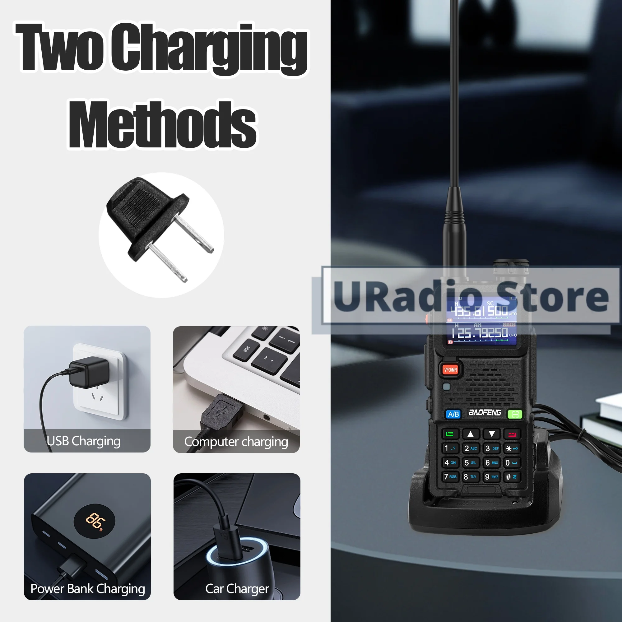 Baofeng UV-5RM Walkie Talkie IC Standardversion US-Stecker Typ-C Aufladen Schnelle Frequenzkopie NOAA High Power 999CH Zweiwegradio