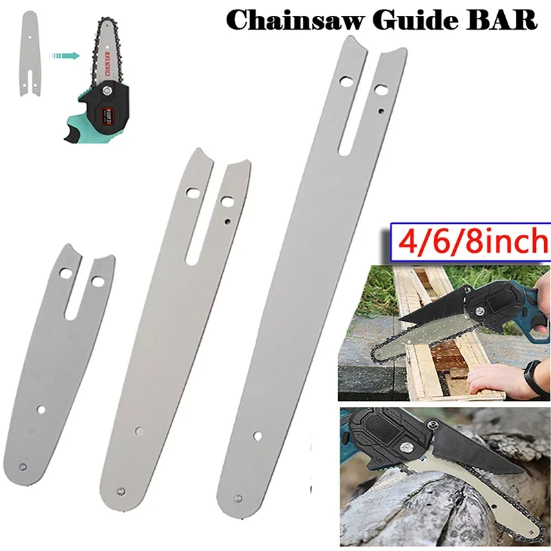 4/6/8 Inch Metal Guide Bar Replacement For Mini Electric Chain Saw Chainsaw Parts Guide Plate Power Tool For Logging and Pruning