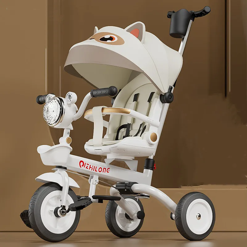 دراجة ثلاثية العجلات للأطفال 3 عجلات متعددة الوظائف قابلة للطي للأطفال الصغار يمكن الجلوس أو الاستلقاء على الموسيقى عربة اليد دراجة بالجملة #2