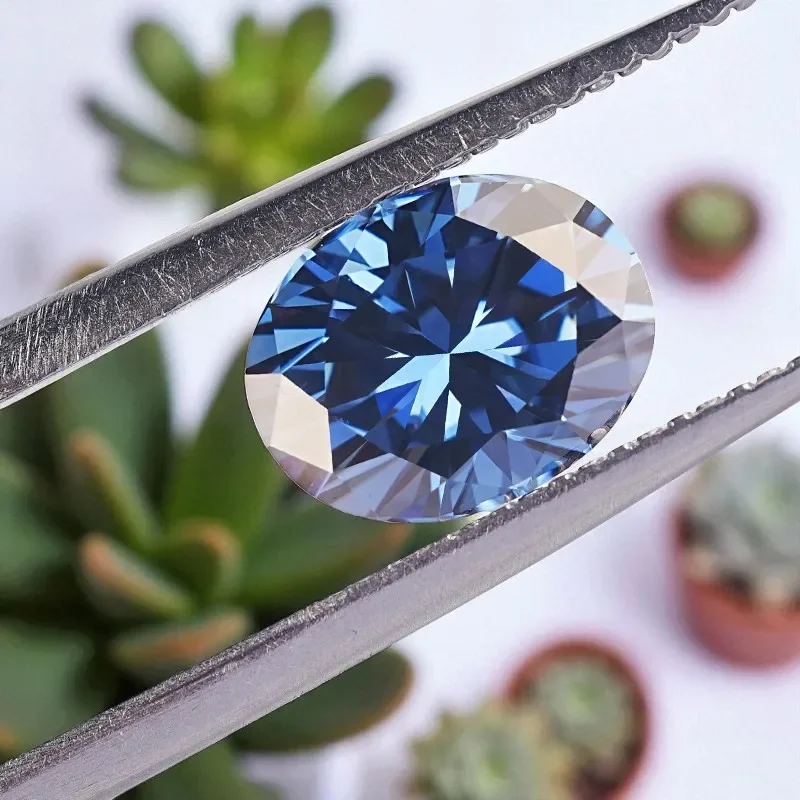 NEW Oval Cut Moissanite Stone With Certificate Sapphire Blue Loose Gemstone For Jewelry Diy Making With Certificate
