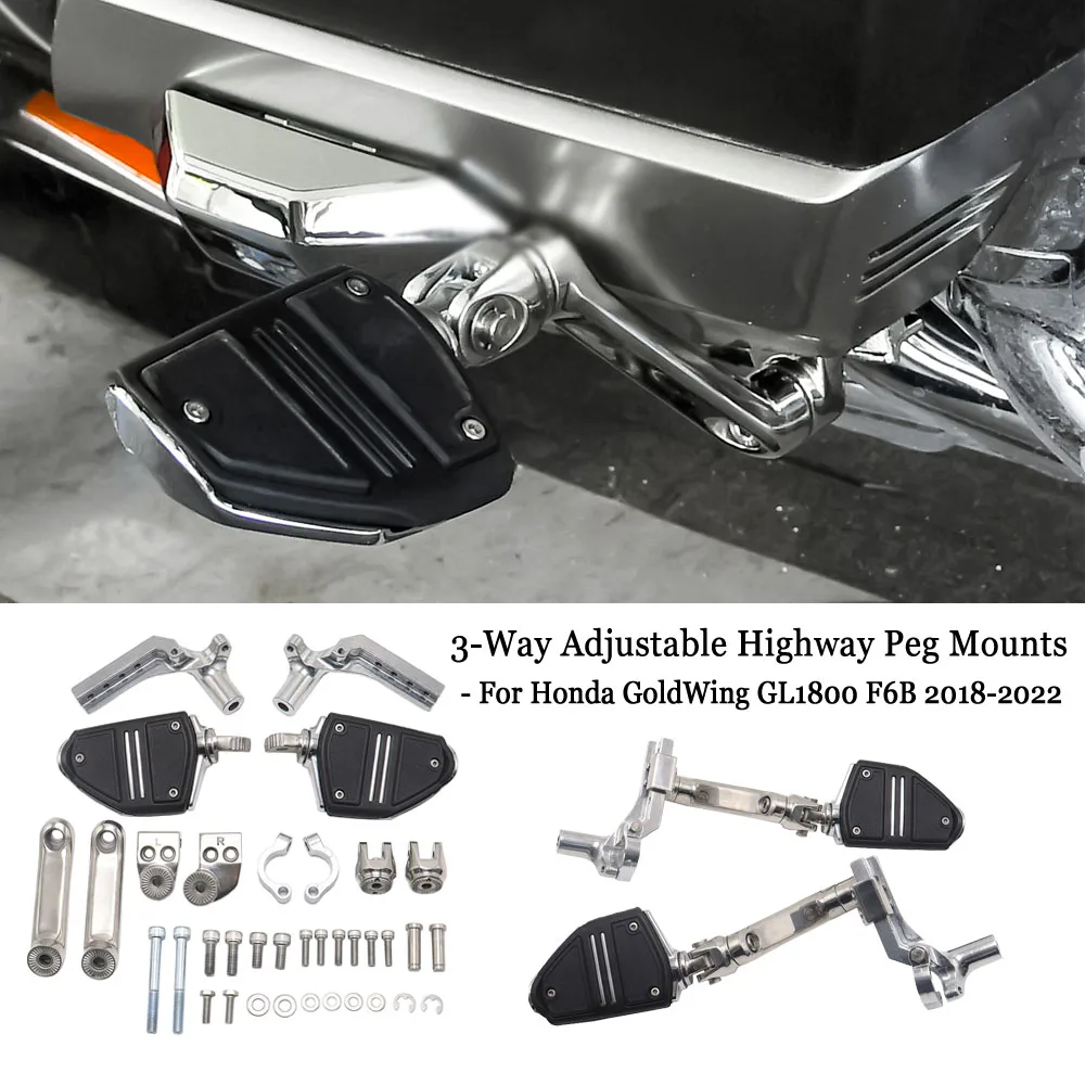 

3-Way Adjustable Highway Peg Mounts For Honda GoldWing GL1800 Tour DCT Airbag F6B 2022 Motorcycle Engine Guard Bar Cruise Pedal