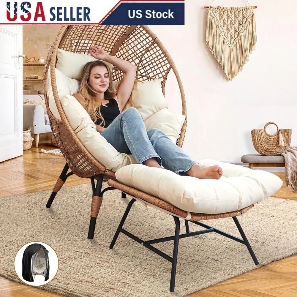 

Очень большое кресло из яичной скорлупы с османской подушкой, устойчивый к воде и УФ-излучению, набор для отдыха в помещении и на открытом воздухе