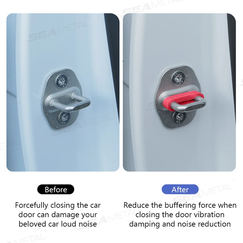 SEAMETAL 4pcs Universal Car Door Lock Damper Buffer Sillcone Deadener Seal Shock Absorber Noise Insulation for Car Accessories