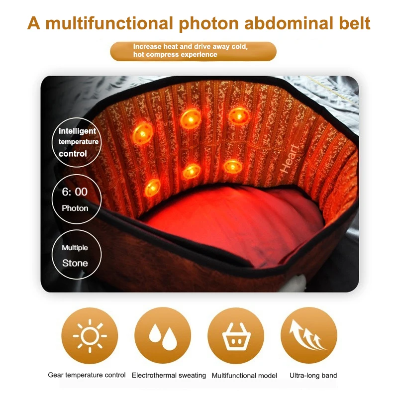 Red light Far-Infrared Belt  Photon Heating Energy Abdominal Belt Negative Ion Ball For Pain Relief with timer setting