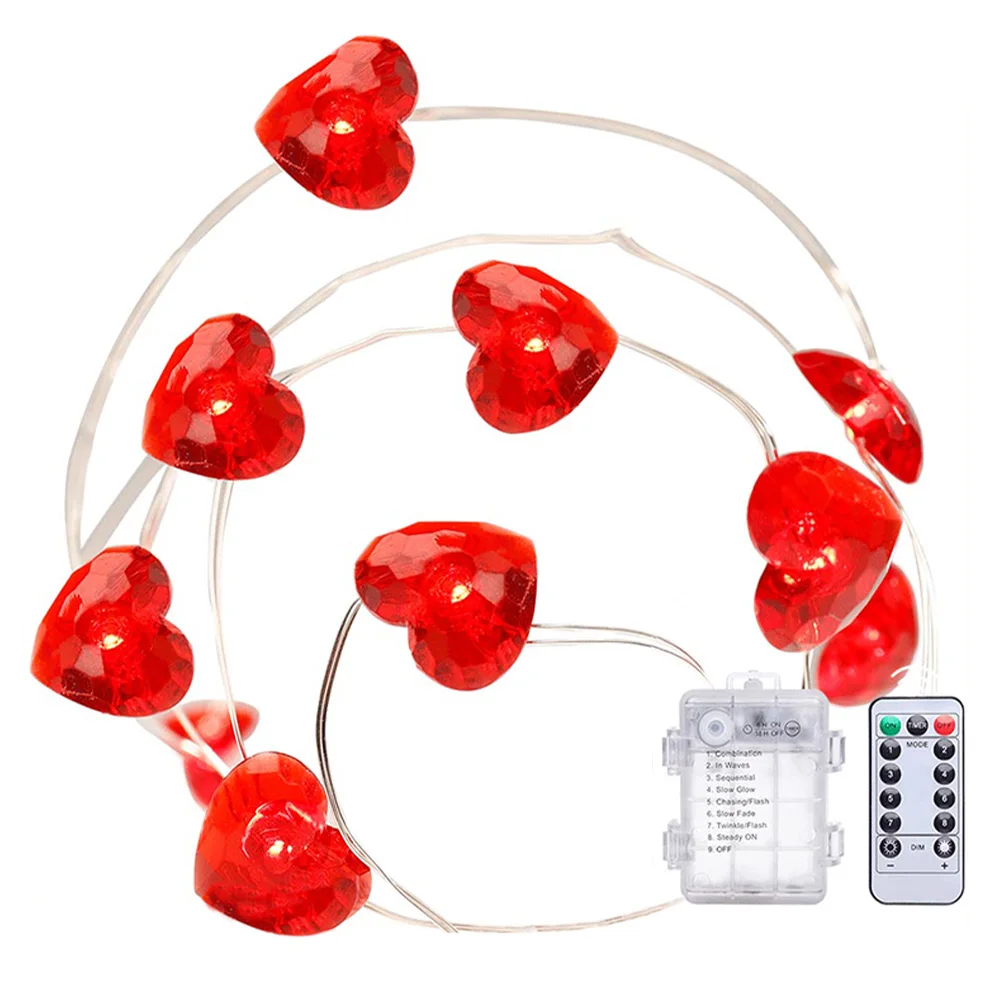 

1 set Heart Shape LED Lights Valentine String Decorations for Home Party Warm Light Festive Atmosphere Hanging Decor DIY