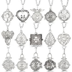 Mexico Chime Music Ball Caller Aromatherapy Necklace Essential Oil Diffuser Tree Of Life Cage Exquisite Zircon Pendant Jewelry