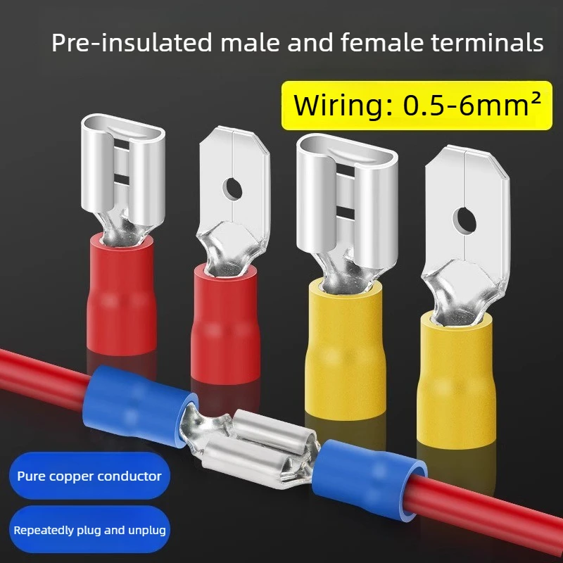 Male and female spring pre-insulated cold-pressed terminal quick-pull copper pair connector FDD/FDFD parallel connector insert