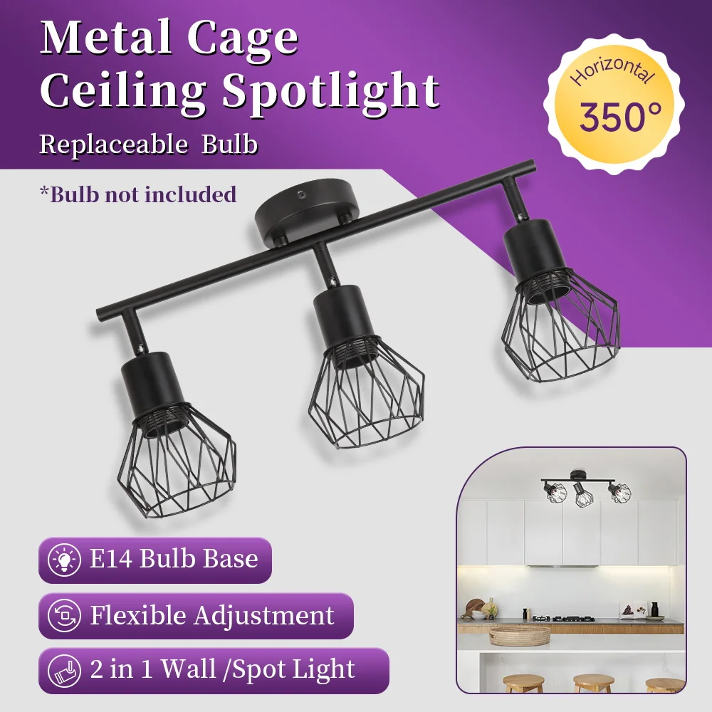 

E14/E27 Modern Pendant Light Metal Cage Hanging Lamp Replaceable Bulb Ceiling Light for Dining Room Nordic Decor Chandelier
