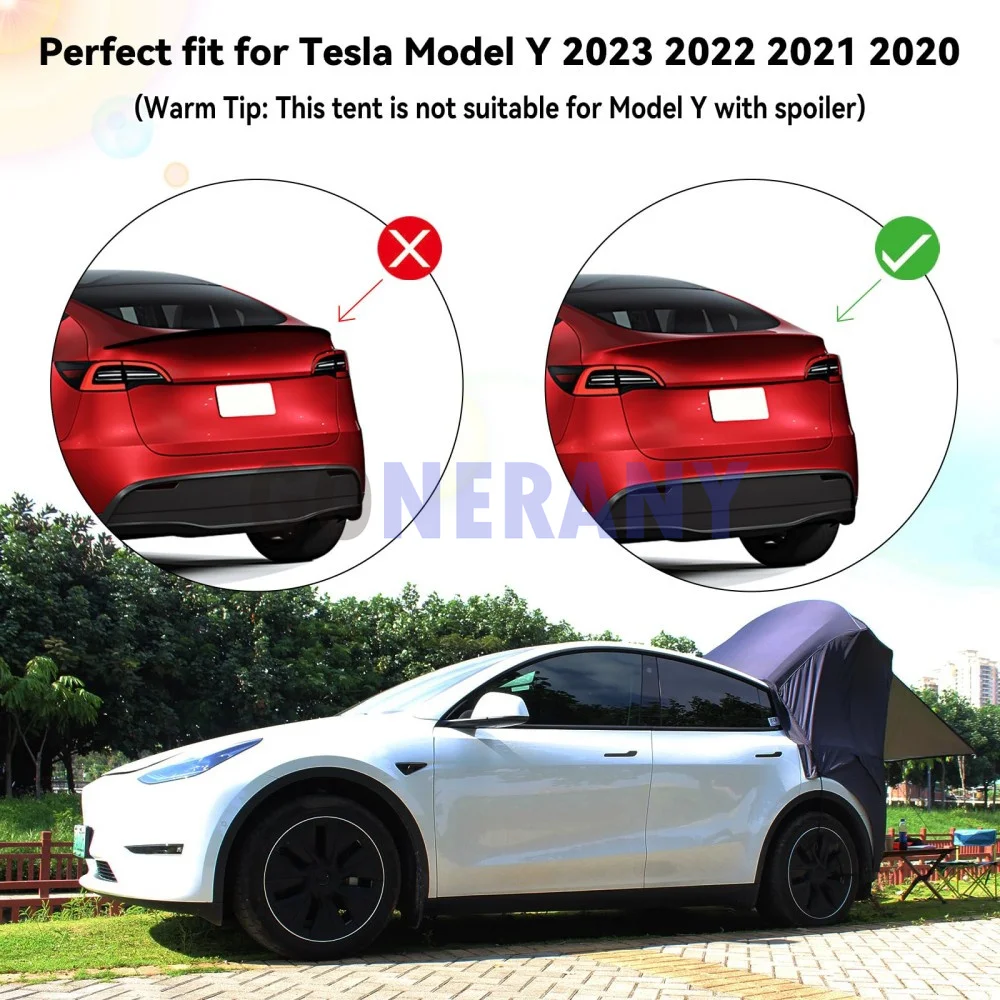 Camping Tent for Tesla Model Y 2023 2022 2021 2020 Tailgate Shade Awning Tent Tesla Accessories Anti-Tear & Waterproof