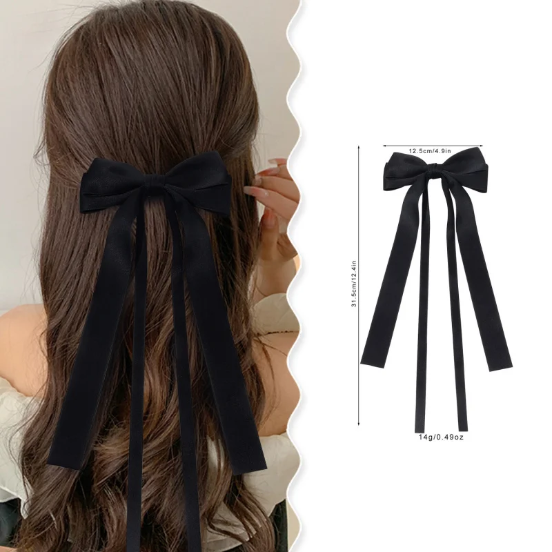 Fashion double bowknots hair clips women long ribbon bow for girls tassel hair clips barrettes kawaii pins kids hair accessories