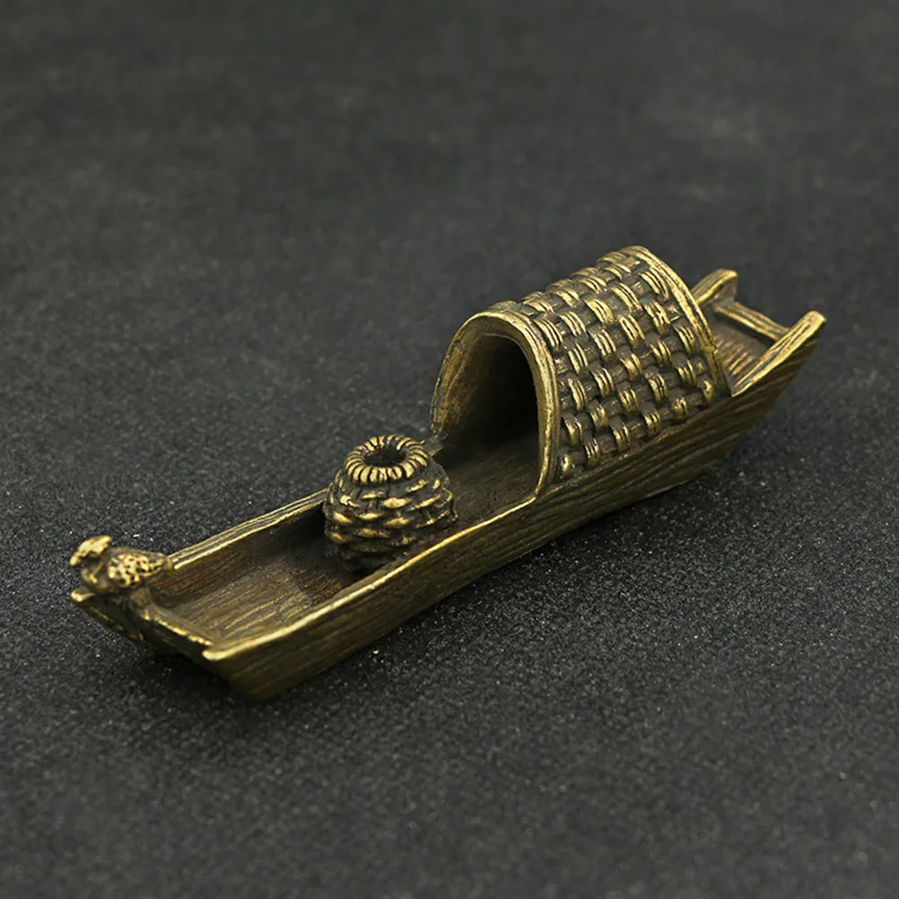 1Pcs Premium Brass Incense Burner Exquisite Boat Design Aroma Stove for Relaxation Work Efficiency Improvement Table Ornament