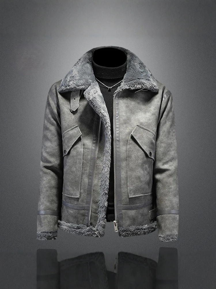 

Мужская утепленная куртка с меховой подкладкой и воротником-стойкой, на хлопковом наполнителе, зимняя верхняя одежда, модная городская куртка приталенного кроя