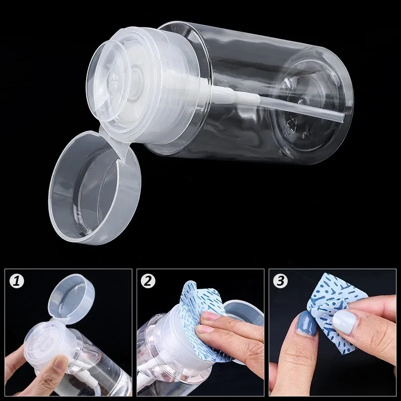 1pc 100ml200ml Presse Flasche Transparent Pfropfen Wimpern Reinigung Wasser Entferner Kleber Schönheit Nagel Salon Kosmetik Make-Up-Tools