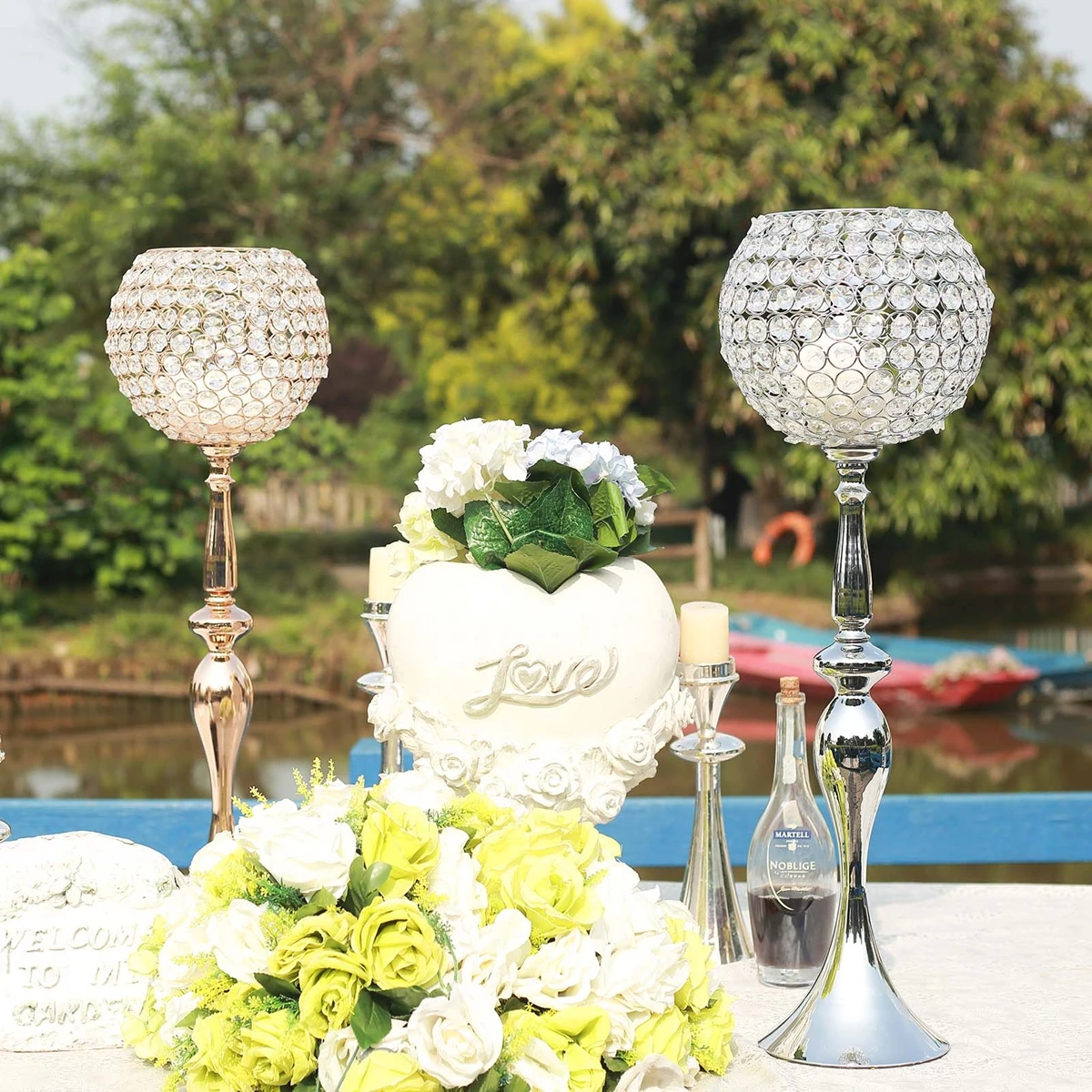 

10pcs)60cm to 100cm tall)Silver Metal Acrylic Crystal Goblet Candle Holder, Flower Ball Stand centerpieces crystal canddelabra