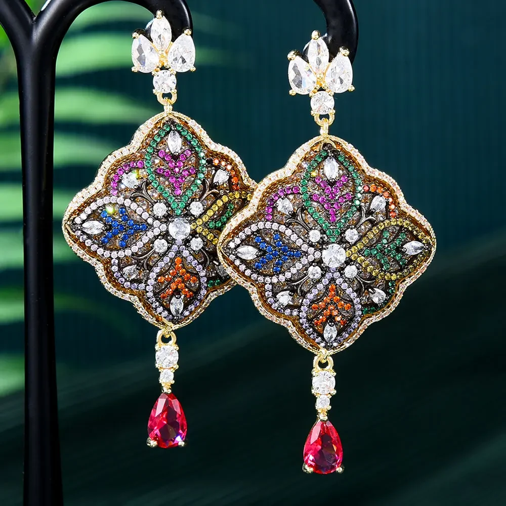 

Soramoore Romantic Luxury Gorgeous Drop Earrings For Women Bridal Earrings Cute Shiny Flowers Fashion Girl Gift Spring Summer