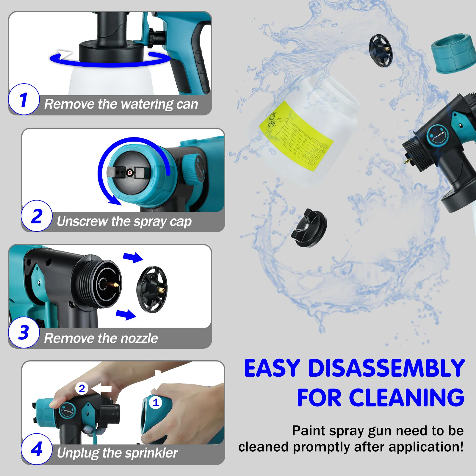 Electric Spray Gun for Bosch 18V 20V Li-ion Battery Auto Furniture Coating Airbrush Cordless Portable Paint Sprayer